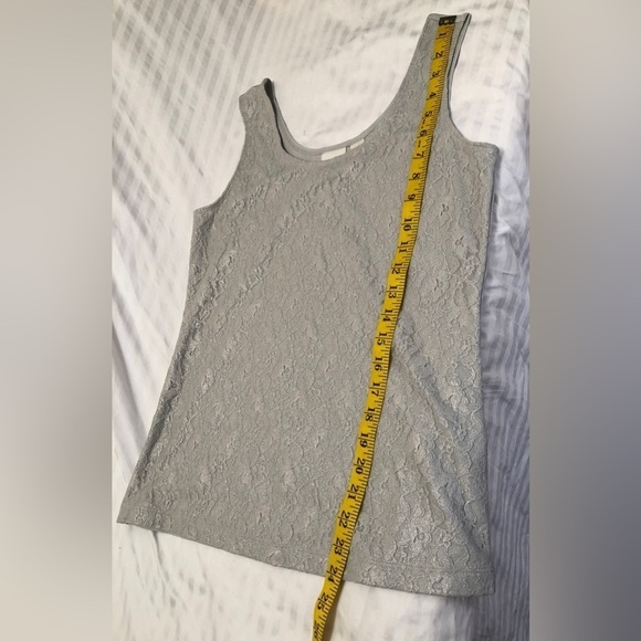 Chicos Silver Foil Lace Contemporary Basic Knit Tank Top Size 1 Small - Picture 10 of 16